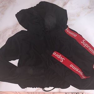 Supreme cropped hoodie rework by Frankie Collective